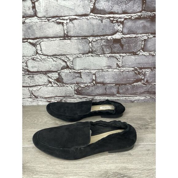 Saks Fifth Ave Gessi Black Suede Leather Flats Loafers Women’s Sz 9M US/39.5EU - Picture 1 of 16